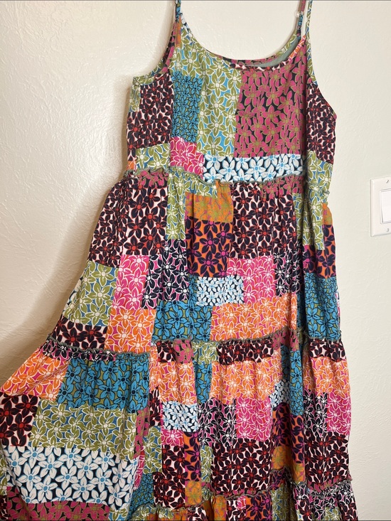 NATURAL LIFE Dresses & Skirts - Natural Life Patchwork Maxi Dress Size M Colorful Tiered Boho Hippie Summer